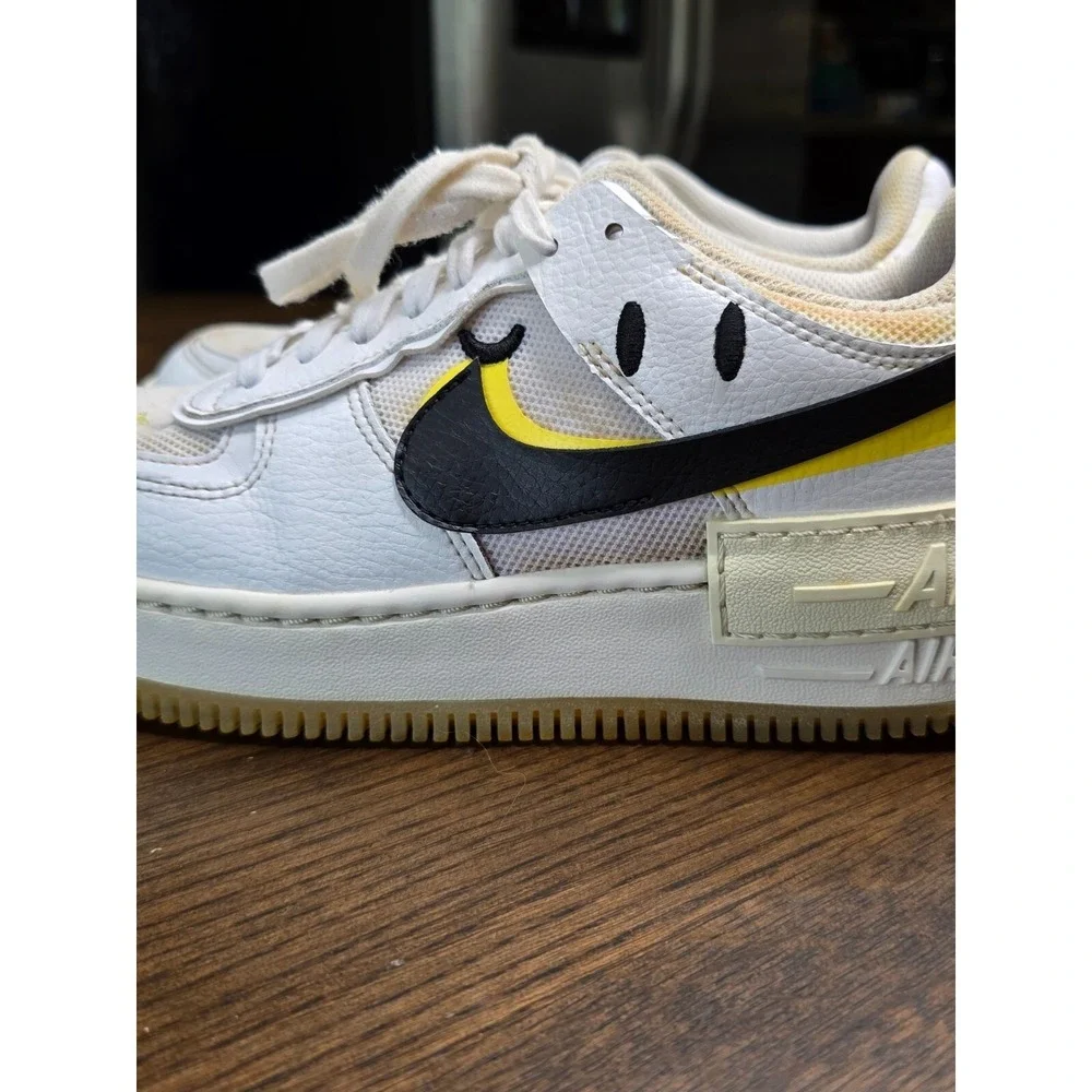 Nike Air Force 1 Shadow Womens Sneakers Size 8 White Yellow Black‎ Leather